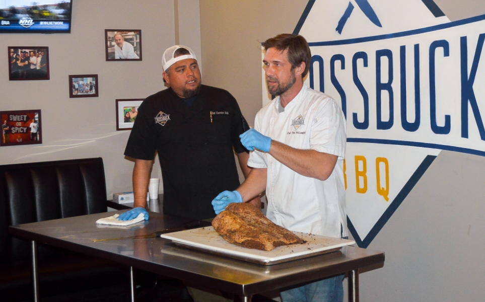 Famed Texas Pitmasters Tim McLaughlin and Damian Avila teaching people how to smoke a brisket