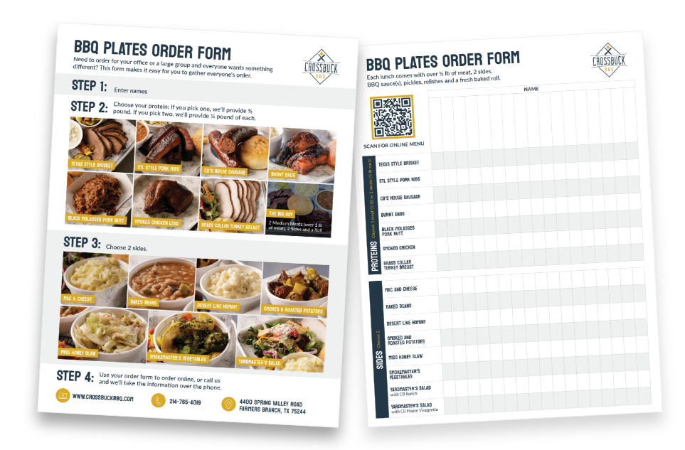 Crossbuck BBQ's Dallas BBQ Platter Order Form