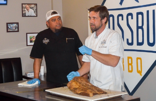 Pitmasters Tim and Damian teaching Brisket Smoking Class