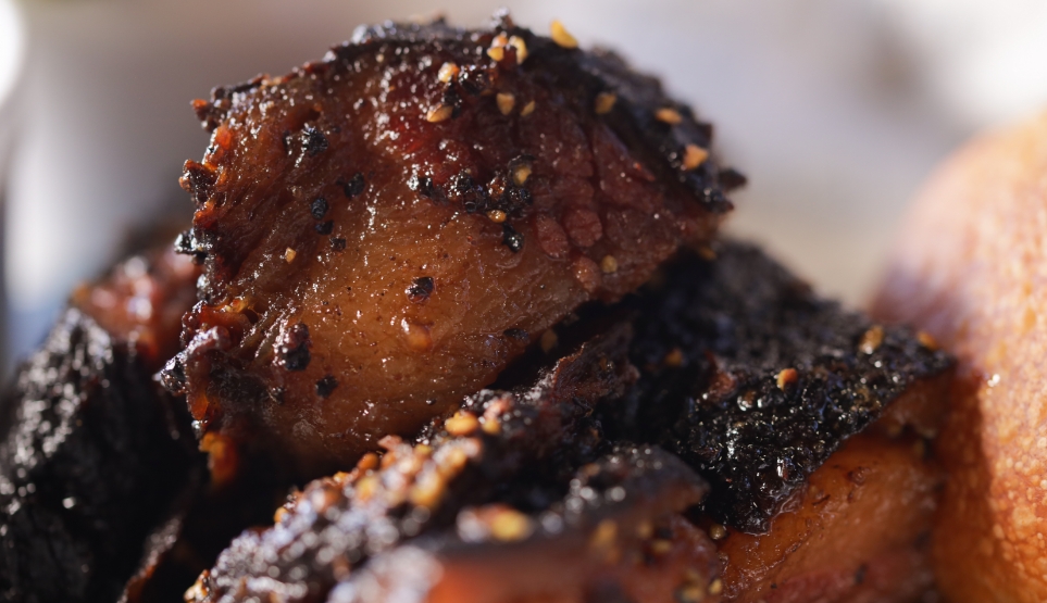 Close up Image of Crossbuck BBQ's Brisket Candy or Burnt Ends