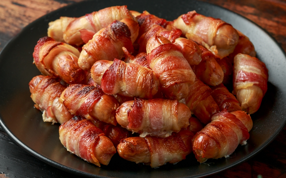 bacon wrapped smokies version of meat candy