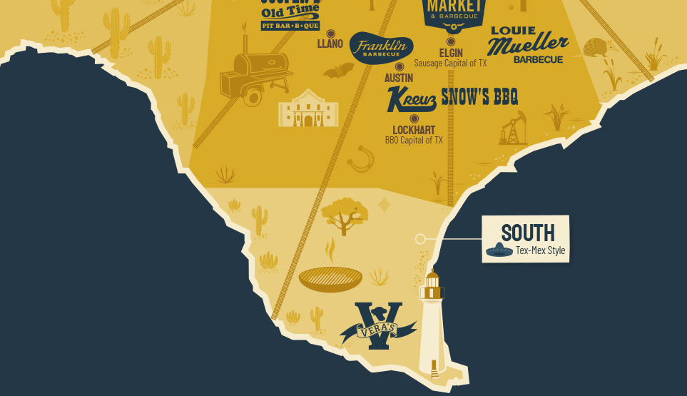 Map of South Texas Style BBQ