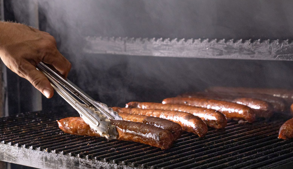 Crossbuck BBQ's Texas Style Sausage in Smoker 