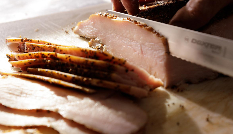 Crossbuck BBQ's Smoked Turkey being sliced